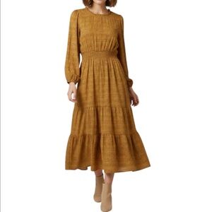 Hayden Los Angeles Camel & Black Polka Dot Tiered Maxi Dress - Size 1X